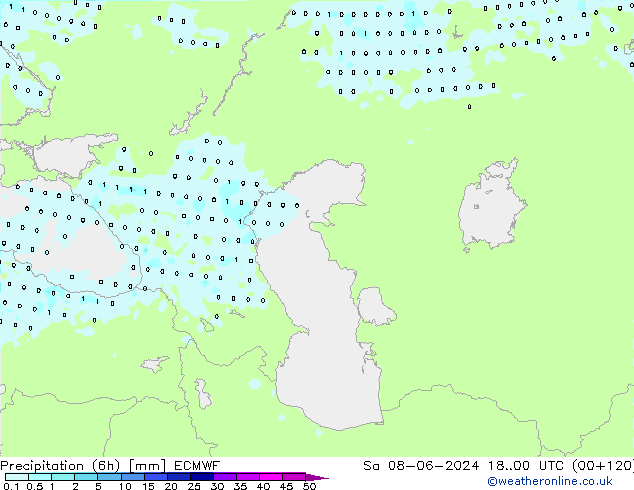 Precipitação (6h) ECMWF Sáb 08.06.2024 00 UTC