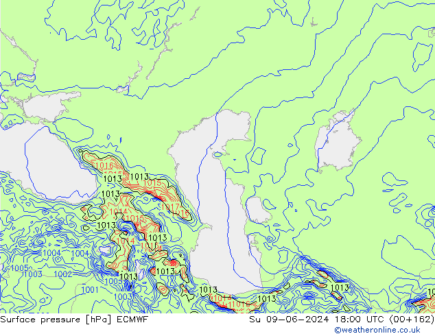 Surface pressure ECMWF Su 09.06.2024 18 UTC