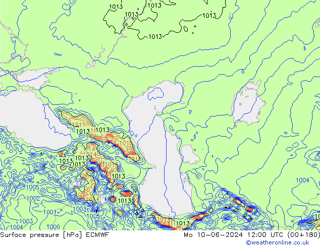 Presión superficial ECMWF lun 10.06.2024 12 UTC