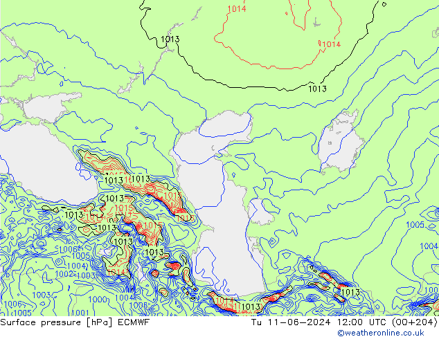 Luchtdruk (Grond) ECMWF di 11.06.2024 12 UTC