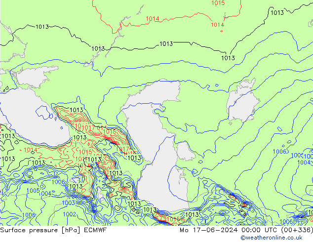 ciśnienie ECMWF pon. 17.06.2024 00 UTC