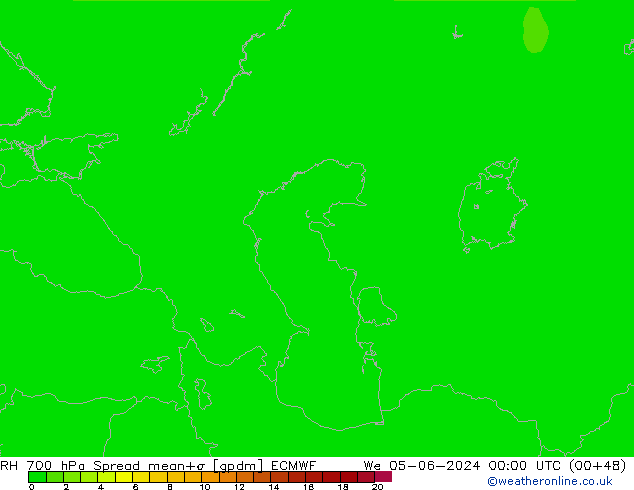 RH 700 гПа Spread ECMWF ср 05.06.2024 00 UTC