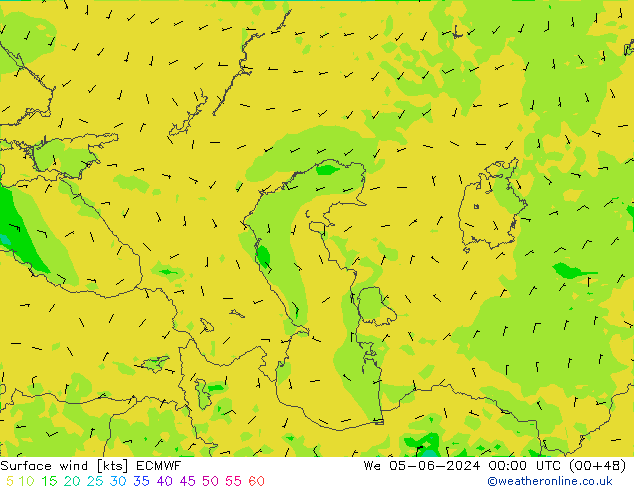 ветер 10 m ECMWF ср 05.06.2024 00 UTC