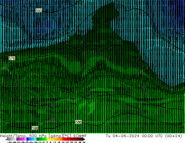 Height/Temp. 500 hPa ECMWF 星期二 04.06.2024 00 UTC