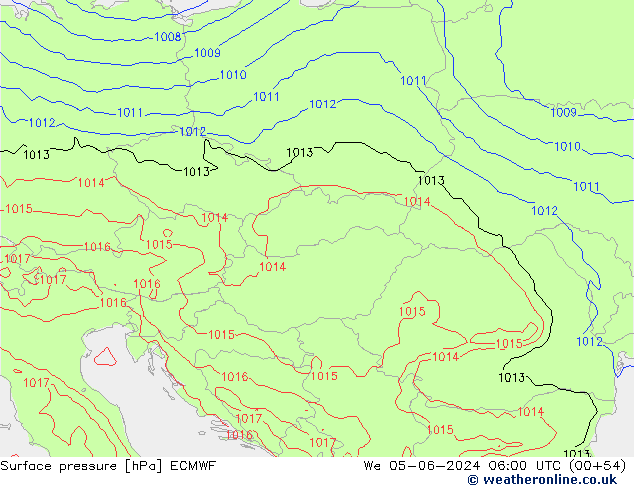 Surface pressure ECMWF We 05.06.2024 06 UTC