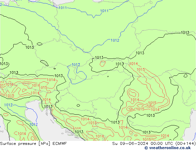 Pressione al suolo ECMWF dom 09.06.2024 00 UTC