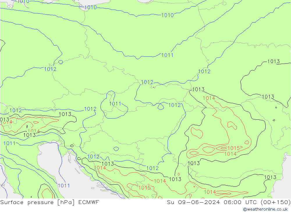 Surface pressure ECMWF Su 09.06.2024 06 UTC