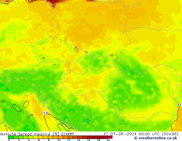 Isotachs Spread ECMWF Fr 07.06.2024 00 UTC