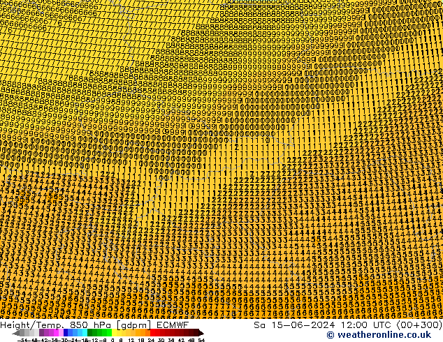 Height/Temp. 850 hPa ECMWF Sa 15.06.2024 12 UTC