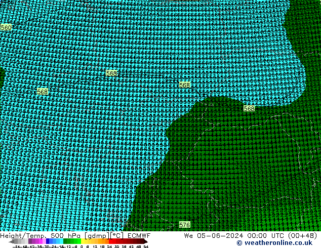 Height/Temp. 500 hPa ECMWF We 05.06.2024 00 UTC