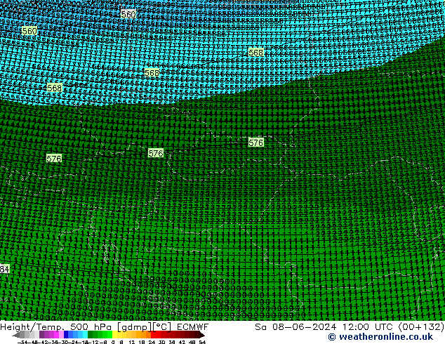 Height/Temp. 500 hPa ECMWF  08.06.2024 12 UTC