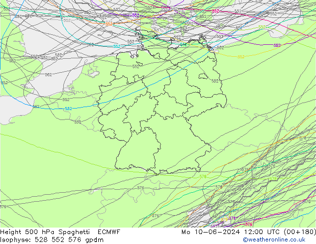 Height 500 hPa Spaghetti ECMWF Seg 10.06.2024 12 UTC