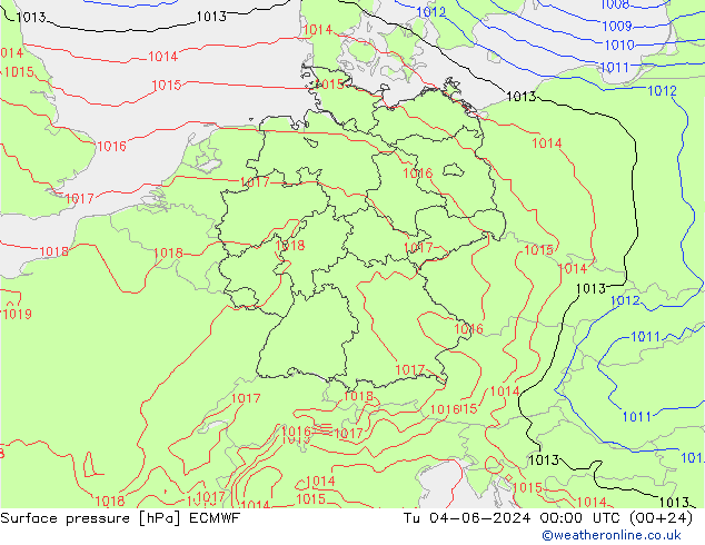 Presión superficial ECMWF mar 04.06.2024 00 UTC