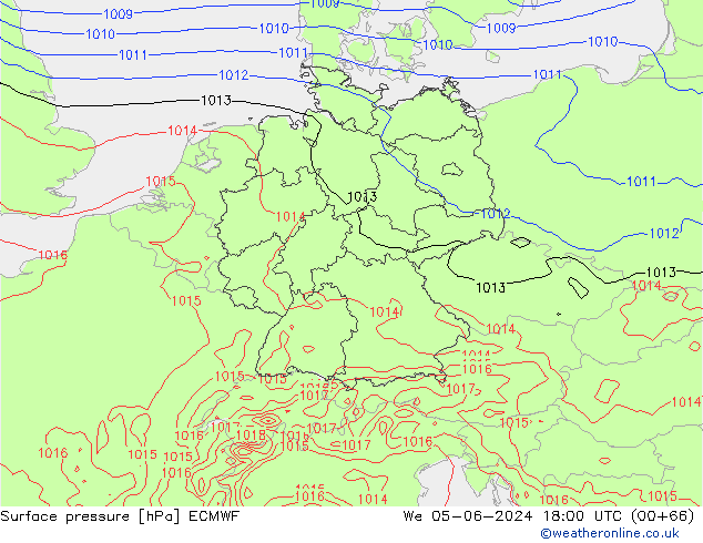 Atmosférický tlak ECMWF St 05.06.2024 18 UTC