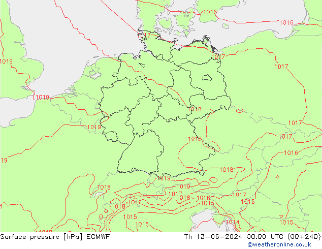 Yer basıncı ECMWF Per 13.06.2024 00 UTC