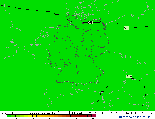 Géop. 500 hPa Spread ECMWF lun 03.06.2024 18 UTC