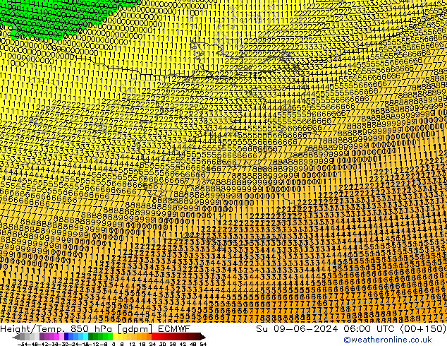 Height/Temp. 850 hPa ECMWF  09.06.2024 06 UTC