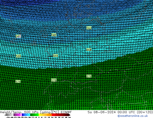 Height/Temp. 500 гПа ECMWF сб 08.06.2024 00 UTC