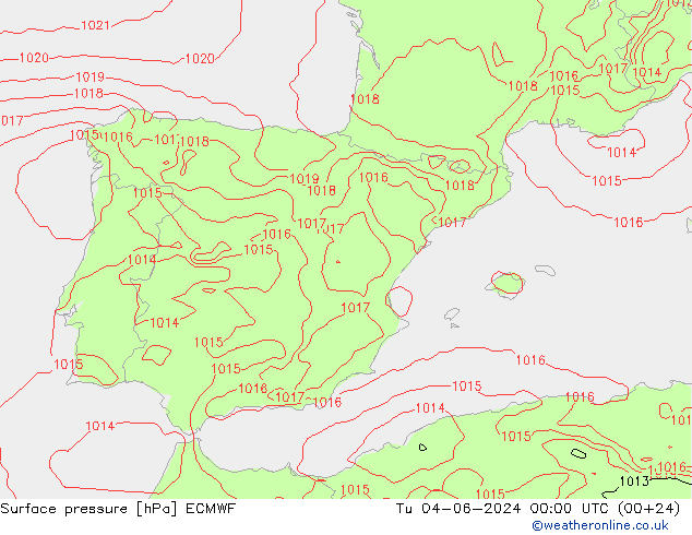 pression de l'air ECMWF mar 04.06.2024 00 UTC