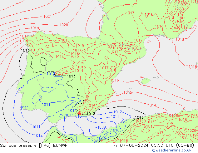 Pressione al suolo ECMWF ven 07.06.2024 00 UTC