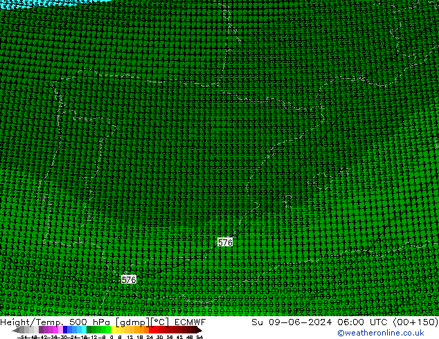 Yükseklik/Sıc. 500 hPa ECMWF Paz 09.06.2024 06 UTC