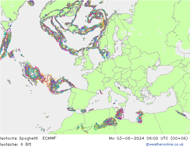 Izotacha Spaghetti ECMWF pon. 03.06.2024 06 UTC