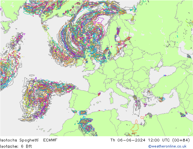 Isotachs Spaghetti ECMWF Qui 06.06.2024 12 UTC