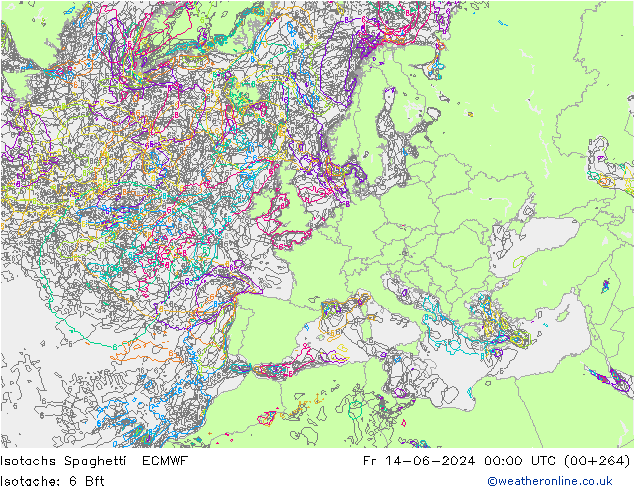 Isotachen Spaghetti ECMWF Fr 14.06.2024 00 UTC