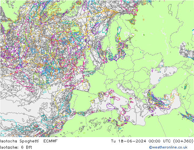 Isotachs Spaghetti ECMWF  18.06.2024 00 UTC