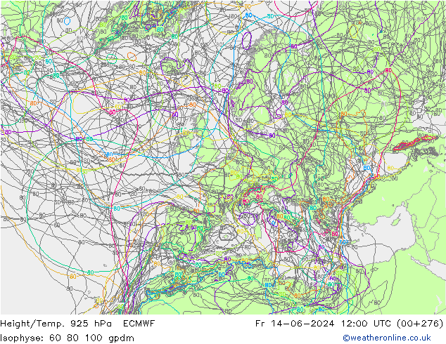 Height/Temp. 925 hPa ECMWF pt. 14.06.2024 12 UTC