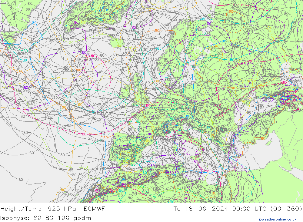 Height/Temp. 925 hPa ECMWF Di 18.06.2024 00 UTC