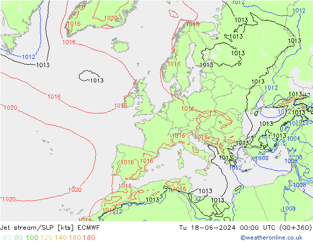 Jet Akımları/SLP ECMWF Sa 18.06.2024 00 UTC