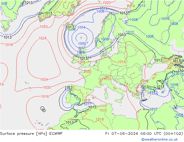 приземное давление ECMWF пт 07.06.2024 06 UTC