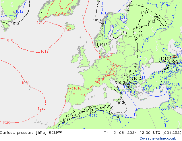 pression de l'air ECMWF jeu 13.06.2024 12 UTC