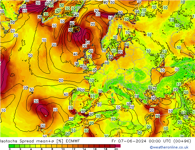 Isotachen Spread ECMWF vr 07.06.2024 00 UTC