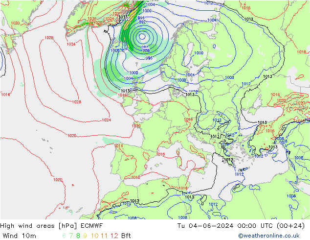 Windvelden ECMWF di 04.06.2024 00 UTC