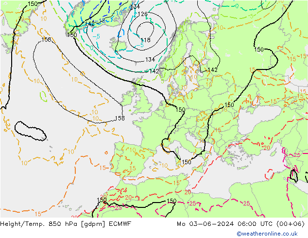 Height/Temp. 850 hPa ECMWF Po 03.06.2024 06 UTC