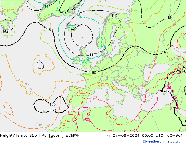 Géop./Temp. 850 hPa ECMWF ven 07.06.2024 00 UTC
