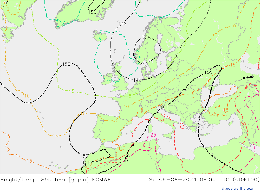 Géop./Temp. 850 hPa ECMWF dim 09.06.2024 06 UTC