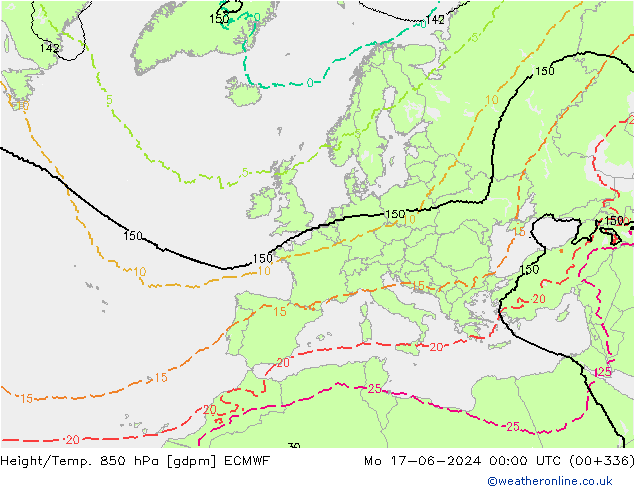 Height/Temp. 850 hPa ECMWF Mo 17.06.2024 00 UTC