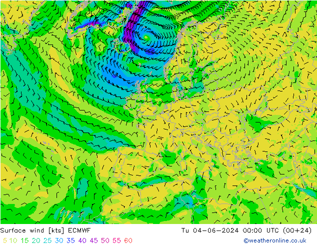 Vent 10 m ECMWF mar 04.06.2024 00 UTC