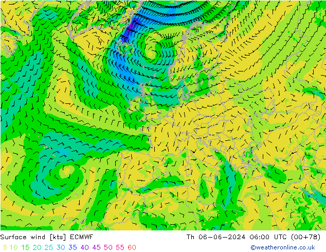 Bodenwind ECMWF Do 06.06.2024 06 UTC