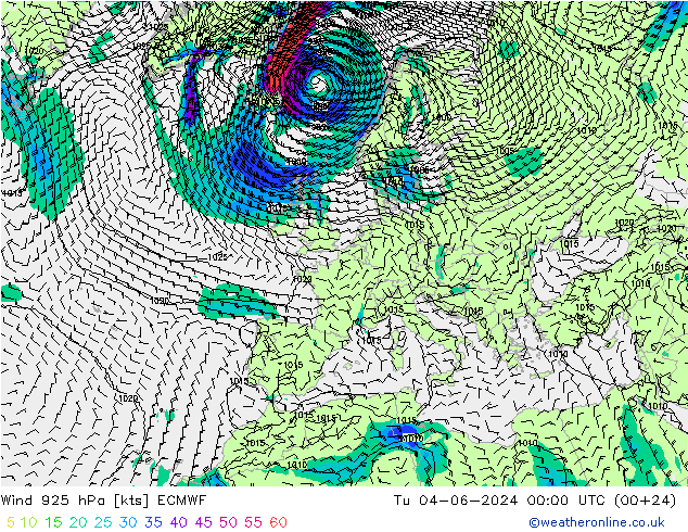 Vento 925 hPa ECMWF mar 04.06.2024 00 UTC