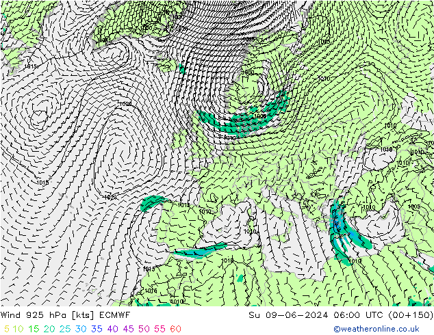 Wind 925 hPa ECMWF Ne 09.06.2024 06 UTC