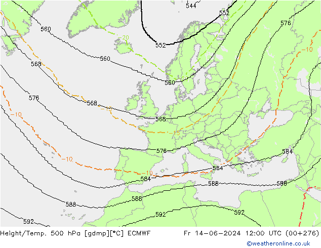 Height/Temp. 500 hPa ECMWF Pá 14.06.2024 12 UTC