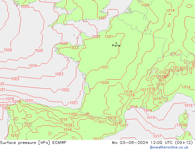 ciśnienie ECMWF pon. 03.06.2024 12 UTC