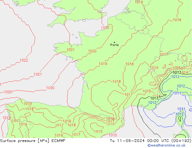 Bodendruck ECMWF Di 11.06.2024 00 UTC