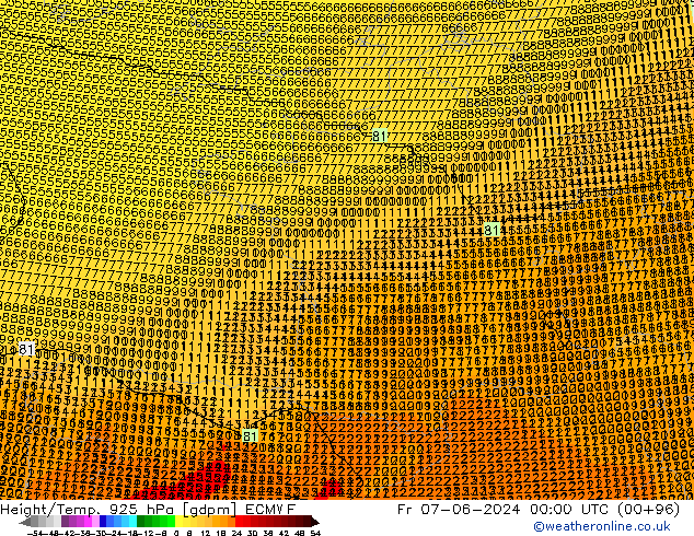 Height/Temp. 925 hPa ECMWF Pá 07.06.2024 00 UTC