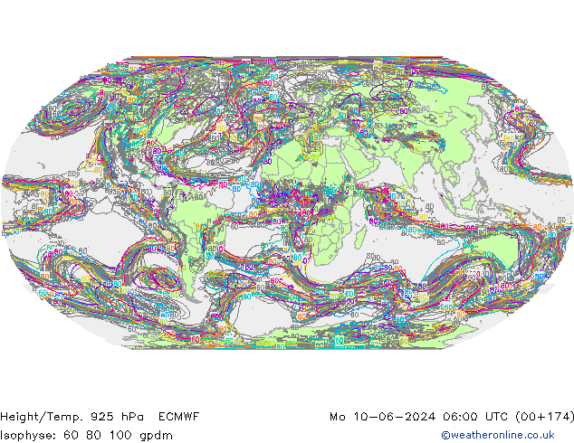 Height/Temp. 925 hPa ECMWF Mo 10.06.2024 06 UTC