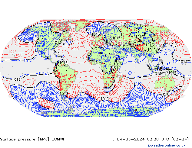 приземное давление ECMWF вт 04.06.2024 00 UTC